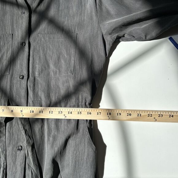 Elle Grey Womens Midi Shirt Dress Gray M Collared Utility Belted Minimalist NWT - Picture 15 of 16